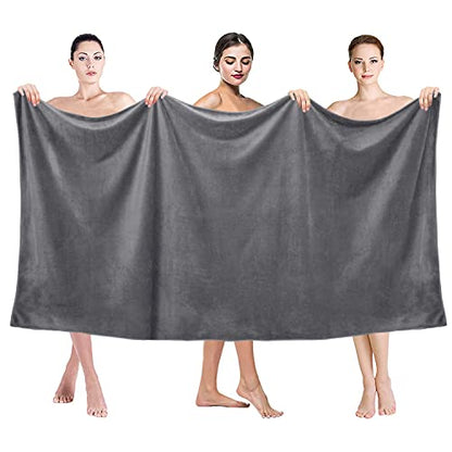 JML Microfiber Bath Sheet Towels, 2 Pack, 35" x 70", Grey - color: - Grey, size: 2 Pack (35 in x 70 in)