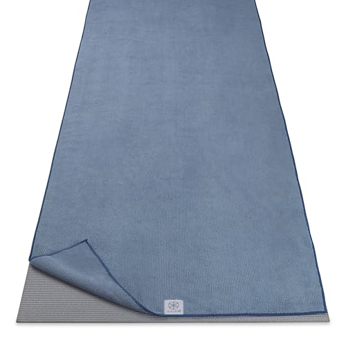 Gaiam Yoga Mat Towel, Non-Slip Microfiber (Folkstone Grey) - color: Blue Shadow, size: 1 Towel