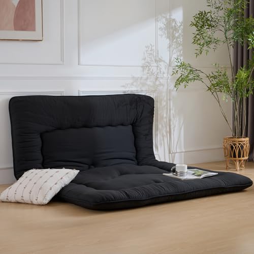 Japanese Floor Mattress,3.5" Thicken Futon Mattress Tatami Mat - color: Black, size: Full (80”L × 54“W)