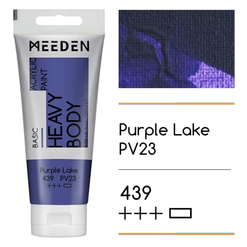 MEEDEN Acrylic Paint Purple Lake: 100ml/3.38oz x 2 with Titanium White | Heavy Body Artist Acrylic Paint Set for Canvas, Wood & Craft, Non-toxic Creamy Art Paint with Titanium White for Mixing - color: Purple Lake, size: 2 Tubes
