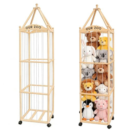 Extra-Large Stuffed Animal Zoo Storage, 3-Tier Wooden Organizer