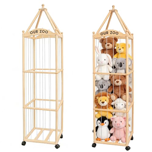 Extra-Large Stuffed Animal Zoo Storage, 3-Tier Wooden Organizer