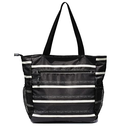 ESVAN Original Floral Tote Bag Large Shoulder Bag with Multi Pockets for Gym Travel Beach Daily Bags - color: E