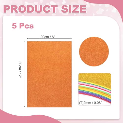 MECCANIXITY 5 Sheets Orange Shiny Foam Sheets with Adhesive Backing, 8x12Inch Self-Adhesive Shiny EVA Foam Sheets Sticky EVA Paper Stickers for Art Crafts Projects, DIY Party Decoration - color: Orange