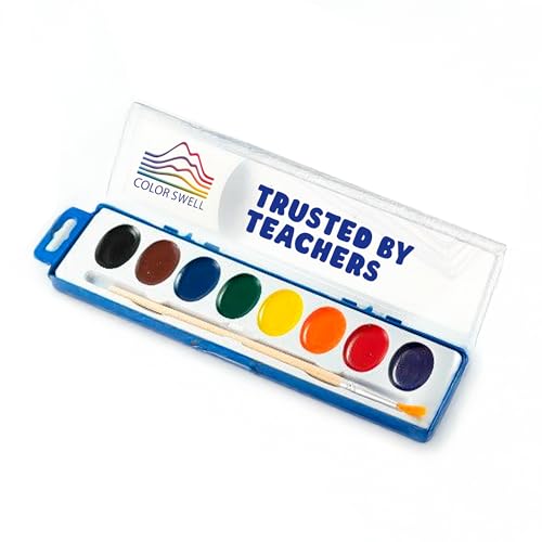 Color Swell 8 Color Bulk Watercolors with Wood Brushes, 1 Pack - size: 1 Count | 8 Colors