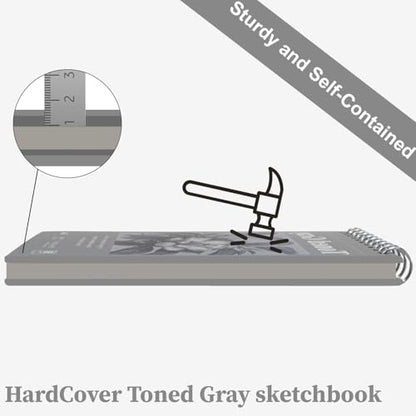 Fuxi Toned Gray Sketchbook, 2-Pack - 5.5" x 8.5", | 85lb/130gsm Charcoal Drawing Paper, 50 Sheets Per Pad. - color: Toned Gray