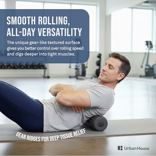 Portable Compact Back Roller - 16.25" Long, Slim 3.5” D Low-Profile Foam Roller for Full Back Coverage | Lightweight for Travel | High-Density 1.25” Soft-Touch Foam for Deep Muscle Recovery - size: Standard (16.25")