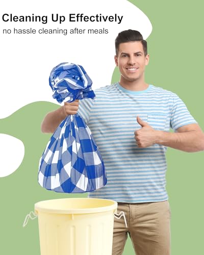 Smiry 8 Packs Gingham Disposable Table Cloth, 54 x 108 Inch Waterproof Plastic Tablecloth, Rectangle Blue and White Checkered Table Covers for Picnic, Birthday, Party - color: Blue and White, size: 54"x108" (Pack of 8)