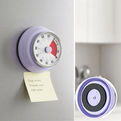 60-Minute Magnetic Visual Timer, Silent Operation and No Battery Needed, Time Management Tools for Kitchen, Homeschool Desk, Office Meetings & Home Learning Timer (Purple) - color: Purple