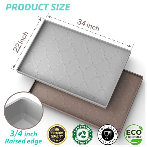 SIKADEER Waterproof Under Sink Mat 34" x 22", Silicone Mat Kitchen liner - color: Gray, size: 34"W x 22"L