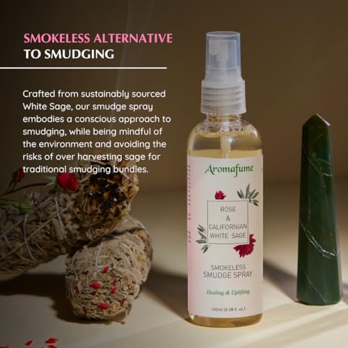 White Sage and Rose Smudge Spray for Spiritual Cleansing, Aromafume - color: White Sage & Rose