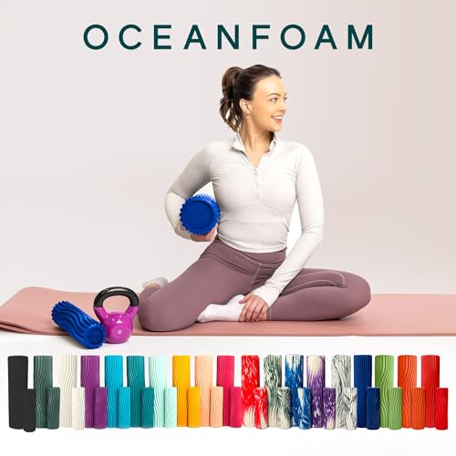 Oceanfoam Tidal Roller - Royal Blue - Muscle Massage Foam Roller for Back Pain & Stretching - Firm and Ergonomic Wide Wave Textured - Yoga, Athletics, & Wellness - Full Size, 20" x 5" - color: Royal Blue