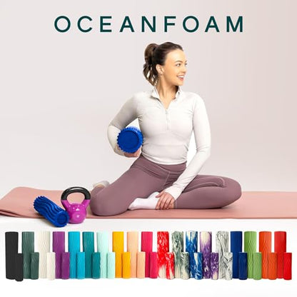 Oceanfoam Tidal Roller - Royal Blue - Muscle Massage Foam Roller for Back Pain & Stretching - Firm and Ergonomic Wide Wave Textured - Yoga, Athletics, & Wellness - Full Size, 20" x 5" - color: Royal Blue