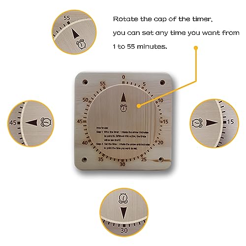 55 Minutes Sauna Timer Self-Driven MechanicalCore Timer for Sauna Room and SPA Room No Need Battery Sauna Accessory