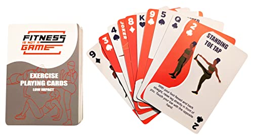Low-Impact Exercise Playing Cards | 52-Card Deck | Bodyweight | All Fitness Levels | Strength Training and Cardio | at-Home Workout | Family Game Night | Fun
