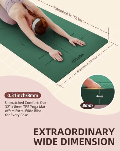 YOTTOY Yoga Mat, 72"x 32"x1/3" Extra Wide Non-Slip Exercise Fitness Yoga Mats,Eco-Friendly TPE Exercise Mats for Women Men Home Workout with Strap Bag - color: Modern
