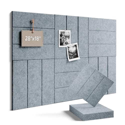 28" x 18" Cork Board Alternative, Wide Stripe, Blue Gray | 6-Pack Felt Pin Board Tiles, 30 Adhesive Tabs, Custom Wall Layout, Photo Display, Memo Board, Office, Classroom, Dorm - color: Blue Gray, size: Wide-Stripe