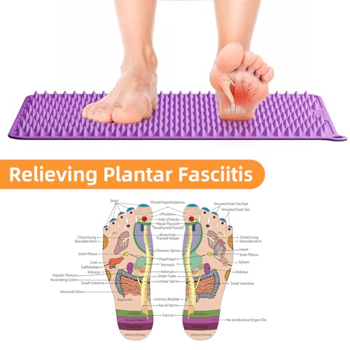 Acupressure Mat for Foot Massage, Silicone Foot Reflexology Mat - color: Purple