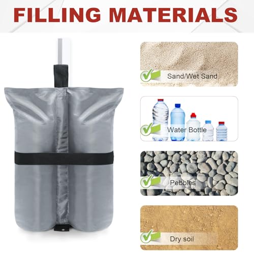 ABCCANOPY Canopy Weights 185 LBS Tent Sand Bags,4-Pack Gray(No Sand) - color: Gray, size: 185 LBS