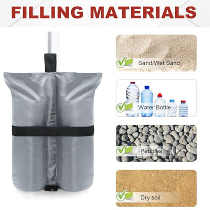 ABCCANOPY Canopy Weights 185 LBS Tent Sand Bags,4-Pack Gray(No Sand) - color: Gray, size: 185 LBS