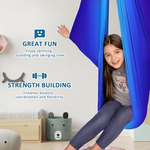 OUTREE Double Layer Therapy Swing with 360 Swivel Hanger, Healing & Relaxing Cuddle Swing for Kids and Adults with Autism, ADHD, Sensory Processing Disorder (Blue-Purple Gradient) - color: Blue-purple Gradient