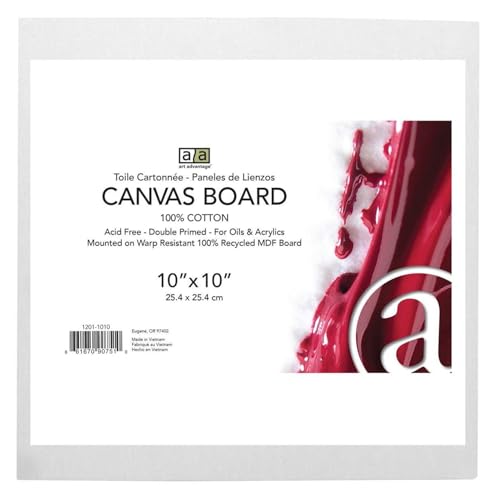 Art Advantage Canvas Board Recycled MDF 10x10 - Recycled MDF Canvas Panels for Painting, Paint Canvas, Canvases for Painting, Acrylic, Oil & Watercolor Art, Professional & Hobby Use - size: 10-inch x 10-inch Board