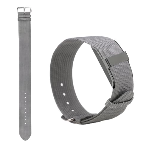 Replacement Nylon Loop for Hume Band, Soft Breathable Woven Wristband with Adjustable Metal Buckle for Hume Health Band Fitness Tracker All-Day Comfort Wear - color: grey