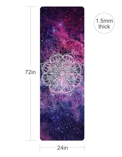 nuveti Printed Travel Yoga Mat 1/16 Inch Thick Non Slip Fitness Workout Mat | with Carrying Bag, Foldable Lightweight Suede & Natural Rubber Yoga Mat for Yoga Pilates and Fitness 72" L x 24" W x 1.5mm - color: HaoHan-New
