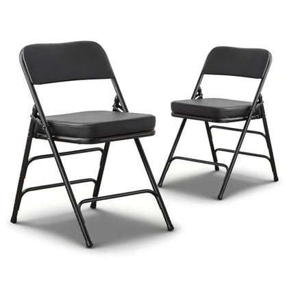 Padded Folding Chairs with Thick Cushion, 2 Pack Black - color: Black 2 Pack
