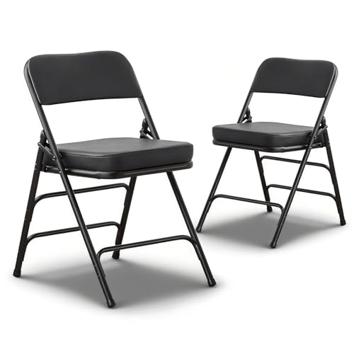 Padded Folding Chairs with Thick Cushion, 2 Pack Black - color: Black 2 Pack