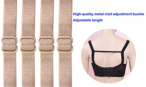 Women's Bra Strap Clips Holder Non-slip Adjustable Elastic - color: Beige
