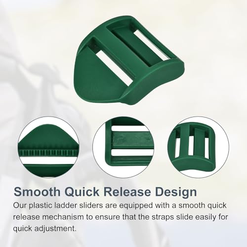 uxcell Plastic Ladder Slider Adjustable Buckles | Tension Lock Tri-Glides for Belt Backpack Straps Part Replacement - color: Dark Green, size: 1"