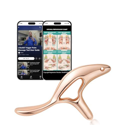 lifechill Trigger Point Massage Tool for Gua Sha, Lymphatic Drainage Massager, Deep Tissue Thumb Saver Acupressure Tool for Full Body Pain Relief, Gold - color: Gold