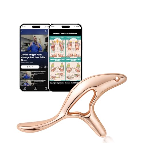 lifechill Trigger Point Massage Tool for Gua Sha, Lymphatic Drainage Massager, Deep Tissue Thumb Saver Acupressure Tool for Full Body Pain Relief, Gold - color: Gold
