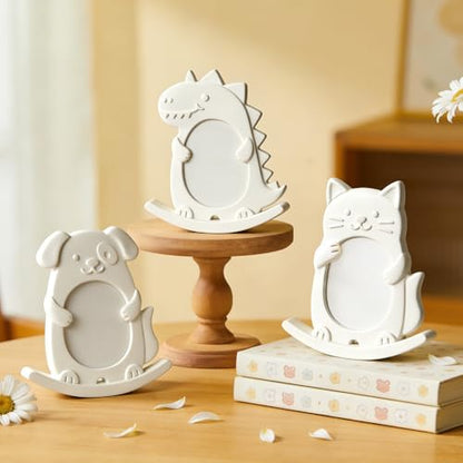 Silicone Resin Mold for Moving Photo Frame, DIY Rocking See-Saw Picture Frame Molds with Dinosaur, Kitten & Puppy Shape, Stand Holder for Resin Casting, Personalized Home Decor Handmade Gifts (4 PCS) - size: Cat&Dog Photo Frame