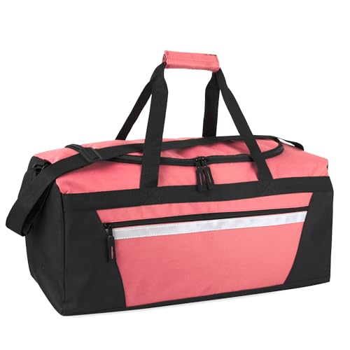 40 Liter, 22 Inch Reflective Duffle Bag with Shoulder Strap for Men, Women, Travel - color: Pink
