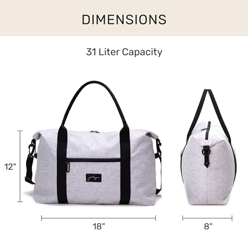 Jadyn Lola Travel Bag, Weekender/Overnight Duffel, Gym Tote Bag for Women, Men - color: Heather Gray
