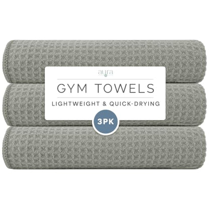 S&T INC. Microfiber Gym Towels, 3 Pack, 16" x 27", Honeycomb Grey - color: Honeycomb Grey