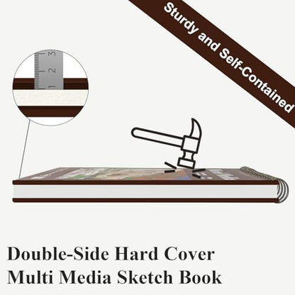 Mixed Media Sketchbook 9" x 12", 60 Sheets Each (98lb/160gsm), 2 Pack, Heavyweight Drawing Papers, Top Spiral Bound Hardcover Sketchbook, for Wet and Dry Media, Drawing, Painting - size: 9" x 12" (Pack of 2)