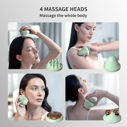 PROIRON Massage Ball with Suction Cup Pinpoint Deep Tissue Muscle Knot & Sore Relief, Vibration & Heating Trigger Point Massage Tool for Back Neck, Self-Massage Tool,4 Massage Heads - color: Green(4 Heads)
