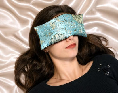 Handmade Luxe Serenity Eye Pillow - All-Natural Flaxseed - Unscented or Lavender Scented – Weighted Eye Mask for Yoga, Meditation, Hot & Cold Therapy - color: BLUE LAGOON, style: UNSCENTED