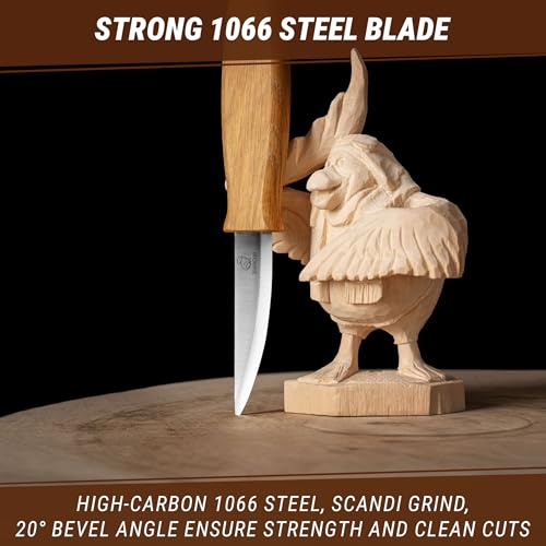 BeaverCraft Wood Carving Knife C4 3.14" Whittling Sloyd Knife for Roughing - Spoon Carving Tools for Beginner to Pro Carver - Whittling Knives for Woodworking