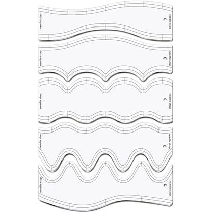 Sinload 5 Pcs Quilting Ruler and Templates 10.24 Inches Waves Ruler Acrylic Quilting Templates for Machine Quilting Free Motion Quilting Stencils Wavelengths Sewing Rulers for Patchwork Splicing