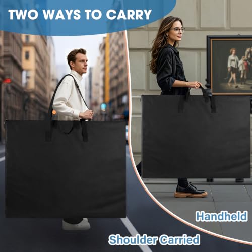 ZKOO Art Portfolio Bag, Light Weight Art Canvas Portfolio Case with Nylon Shoulder Strap, Carrying Storage Case for Artwork, Poster, Sketching, and Drawing (Compatible 18 * 24 Inch-Black) - size: 18*24in Black
