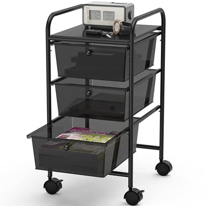 Simple Houseware 3 Drawers Rolling Utility Cart Art Craft Organizer, Black - color: Black, size: 3 Drawers