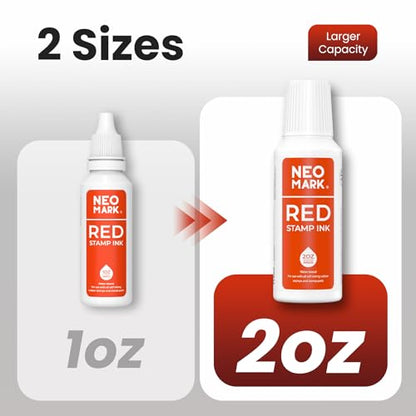 Premium Stamp Ink, Quick-Drying & AP-Certified Non-Toxic Refill Ink for Self-Inking Stamps, Date Stamps and Stamp Pads (Red, 2oz) (Pack of 2) - color: Red, size: 2 fl oz (Pack of 2)