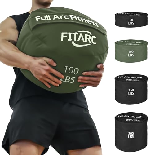 Fitarc Sandbag Workout Bag,Sand Bags for Weight Training,Sandbags for Fitness,Sandbags for Weight Training,Round Sandbag,Cross-Training & Exercise, Sand Not Included - color: Green, size: 100LB