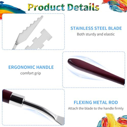9 Pcs Palette Knife, Odd-Tooth Art Spatula, Baking Paint Handle | Stainless Steel Painting Knife Set, Oil Paint Metal Knives, Pallet Painting Knives for Oil, Acrylic and Canvas Drawing