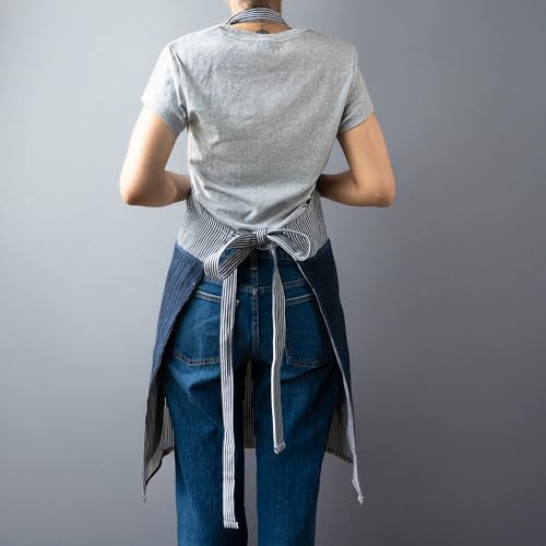 100% Cotton Kitchen Apron with 2 Pockets – Adjustable Chef Apron for Cooking Baking BBQ – Unisex Apron - color: Wipe Navy