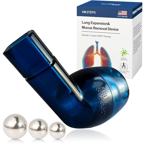 MILLSTEPS Breathing Exercise Device for Lungs,Flutter Valve,Expiratory Breathing Exerciser - Clear Mucus from Airways Naturally & Build Stronger Lungs (Blue) - color: Blue